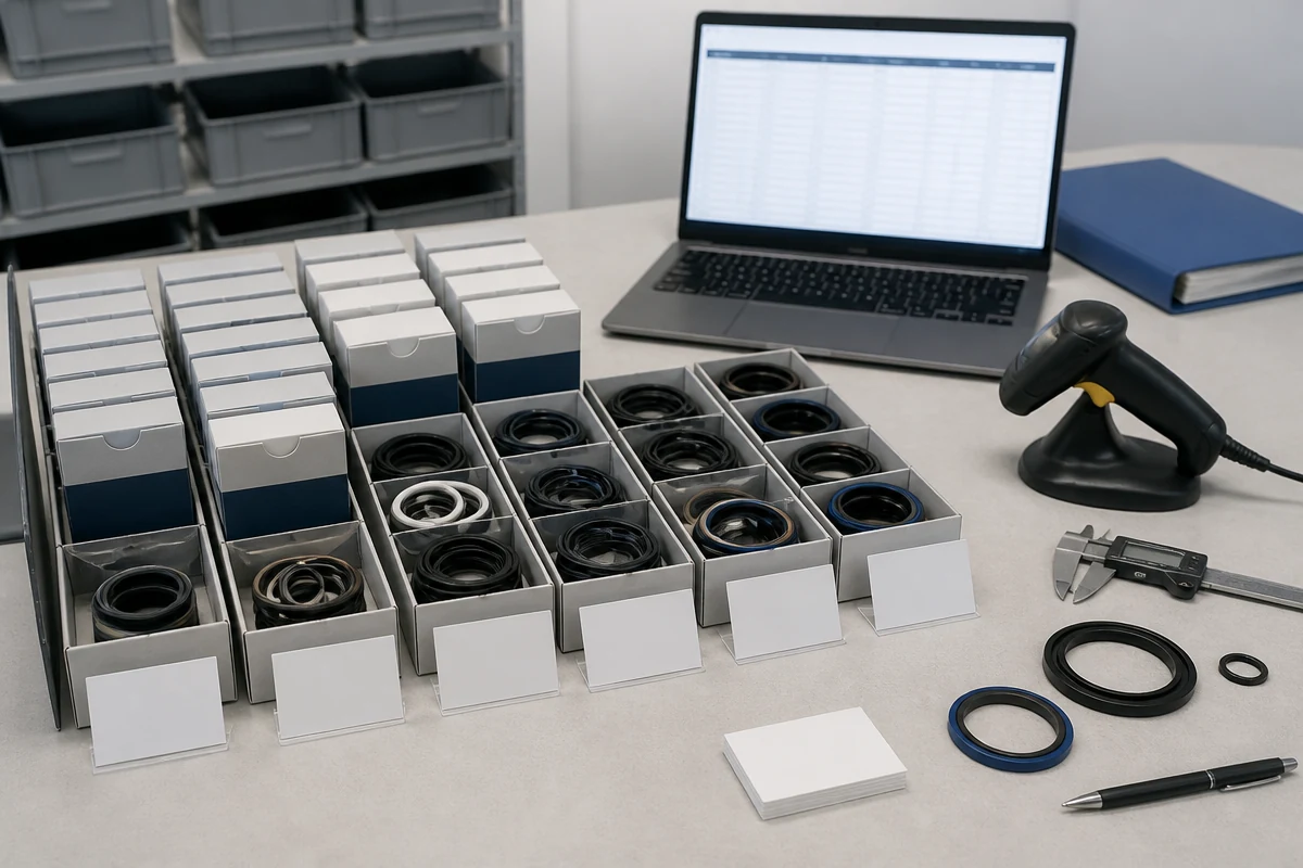 Organizing excavator seal kit inventory by machine model and part number