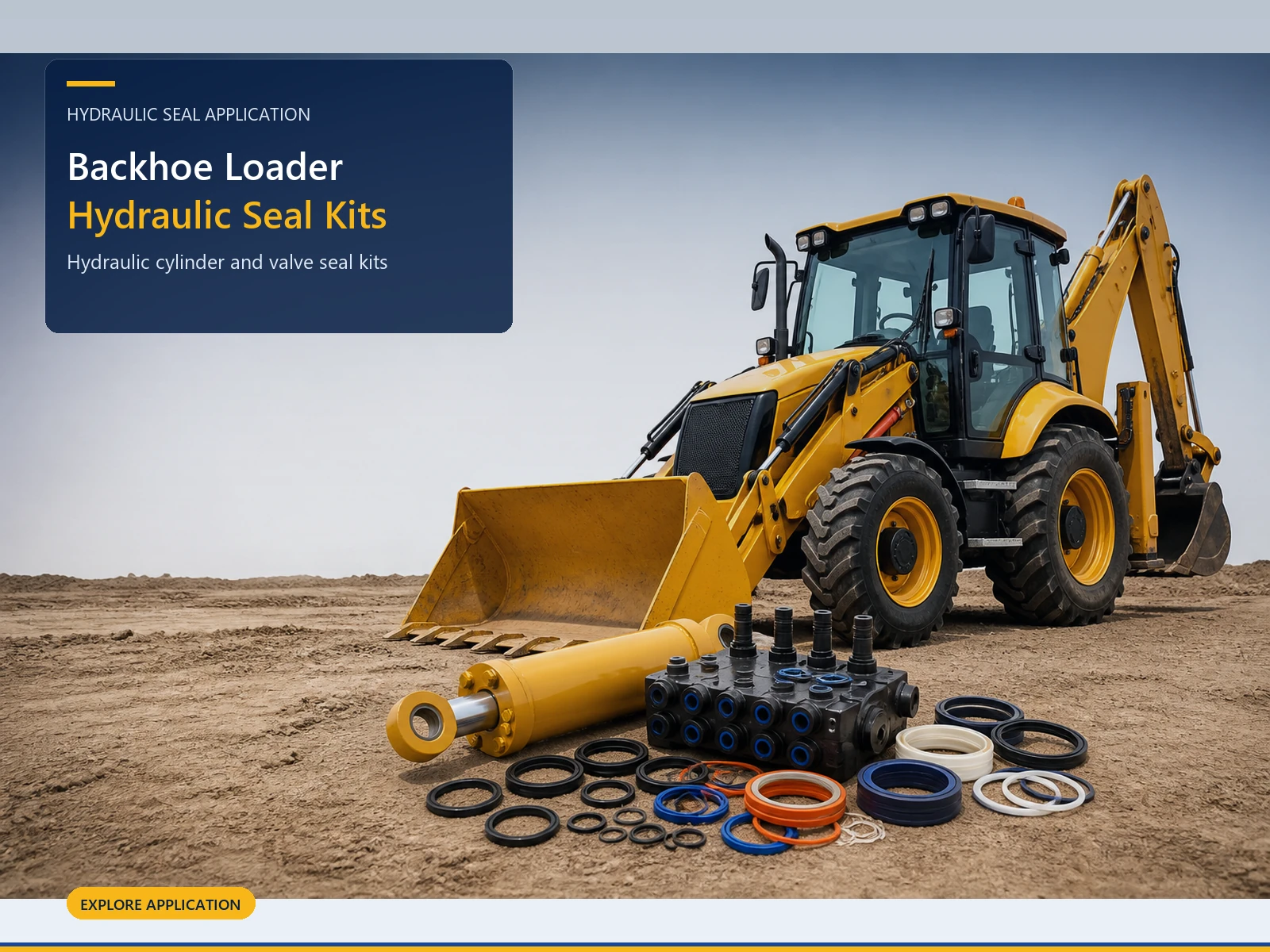 Backhoe loader sealing applications for equipment maintenance