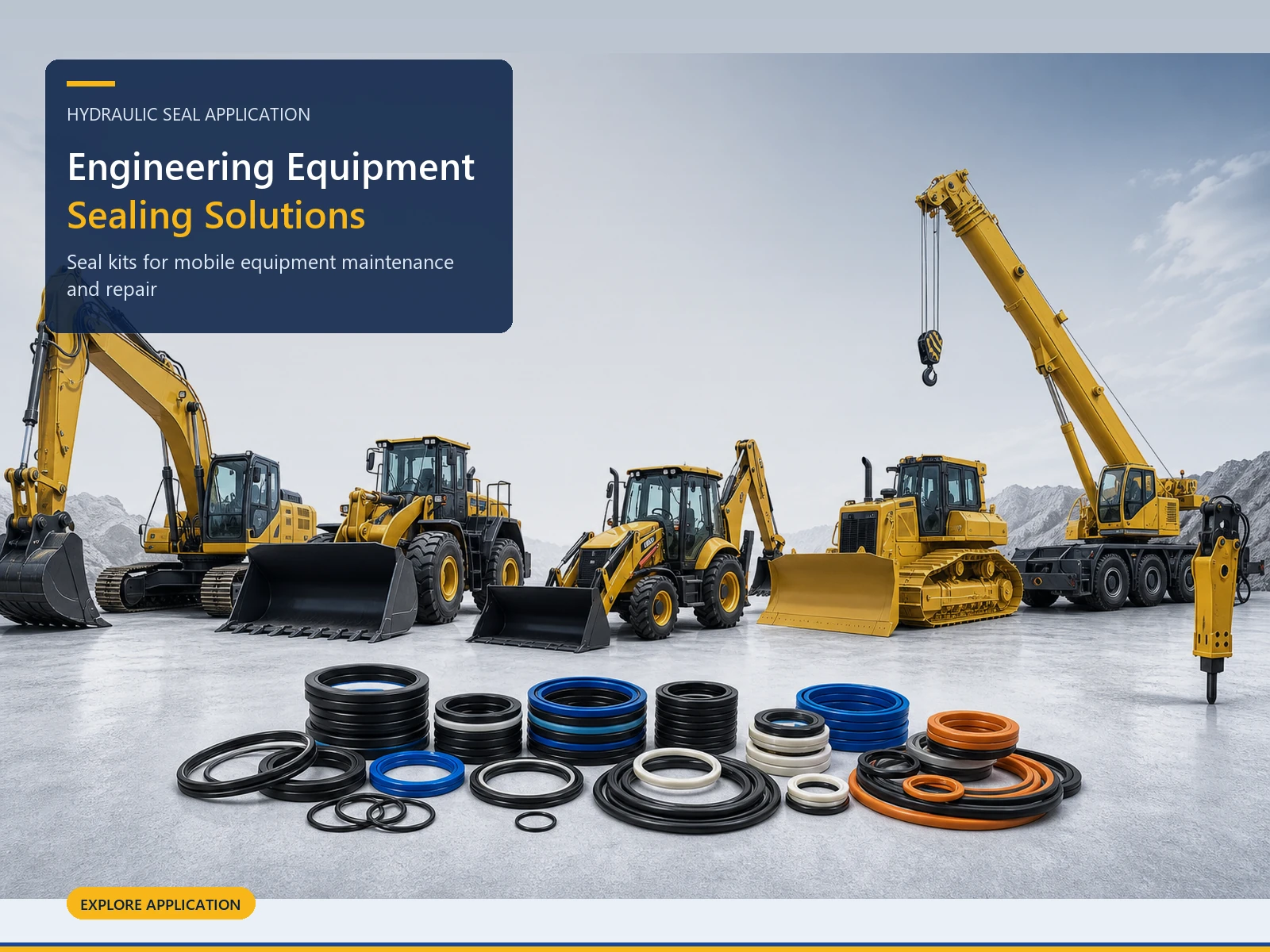 Construction equipment sealing solutions by equipment type and hydraulic component